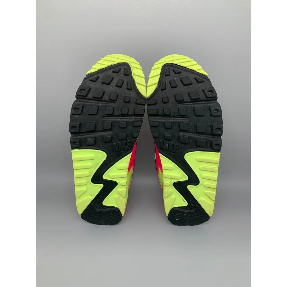 Nike Air Max 90 White Pink Volt Running Shoes CT1030-100 Women's Sz 8.5
